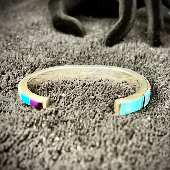 Sterling Silver K.Y. Multicolor Inlay Cuff Bracelet-item#0015 - Picture 2 of 3